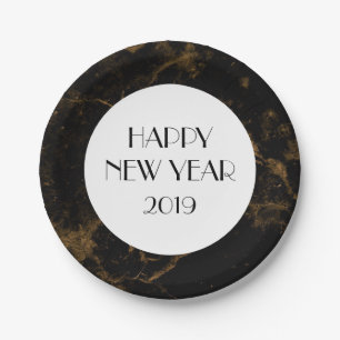 Assiettes En Carton Nouvel An Sove Party Gold Marque Noir