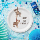 Assiettes En Carton Nouvel Anniversaire Des Singes En Blanc (Fête)