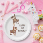 Assiettes En Carton Nouvel Anniversaire Des Singes En Blanc (Fête)