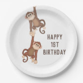 Assiettes En Carton Nouvel Anniversaire Des Singes En Blanc (Devant)