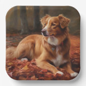 Assiettes En Carton Nouvelle-Écosse Canard Terrier À L'Automne Feuille (Recto)