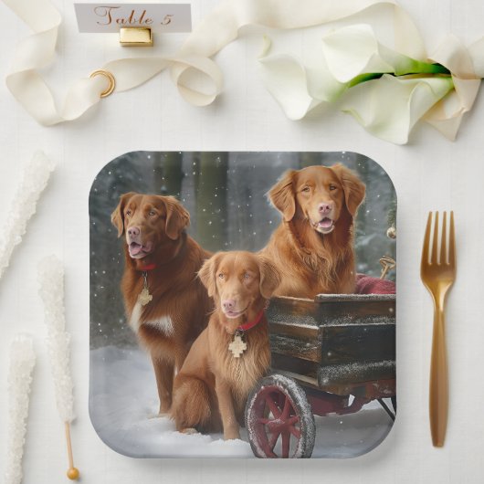 Assiettes En Carton Nouvelle-Écosse Duck Toller Retriever Snowden (Mariage)
