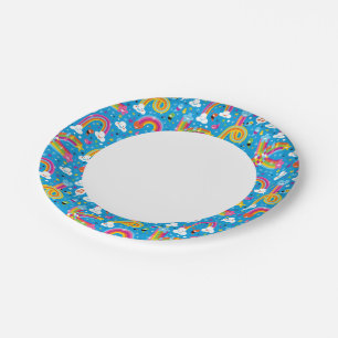 Assiettes En Carton nuages arc-en-ciel pluie goutte les coeurs motif