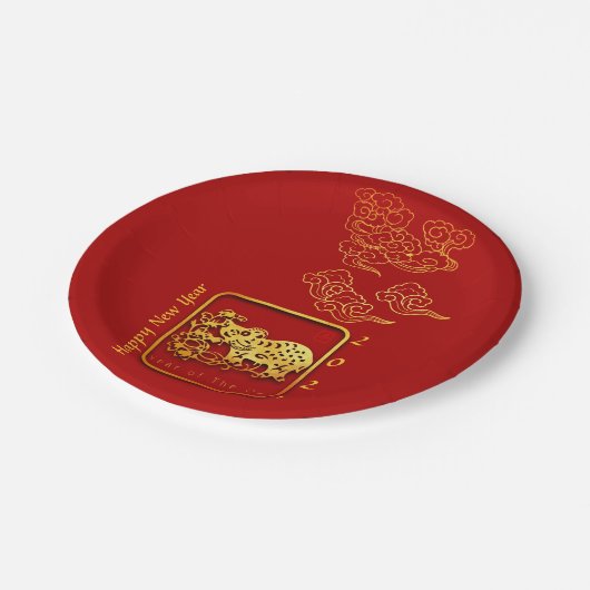 Assiettes En Carton Nuages Auspicious Nouvel An chinois OX 2021 PP (Angle)