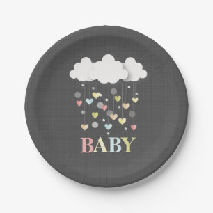 Assiettes En Carton Nuages + Baby shower de neutre de coeurs