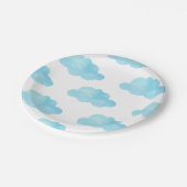 Assiettes En Carton Nuages bleu aquarelle (Angle)