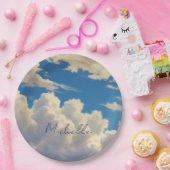 Assiettes En Carton Nuages Blue Sky Plaque Moderne Nom propre Calligra (Fête)
