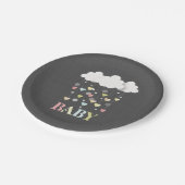 Assiettes En Carton Nuages + Coeurs Baby shower neutre (Angle)