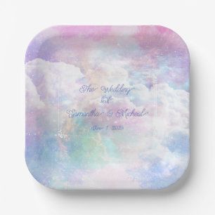 Assiettes En Carton Nuages et étoiles de rêve Mariage