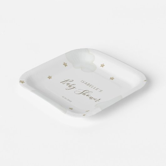 Assiettes En Carton Nuages et étoiles neutres selon le genre (Angulaire)