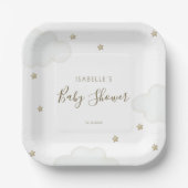 Assiettes En Carton Nuages et étoiles neutres selon le genre (Recto)