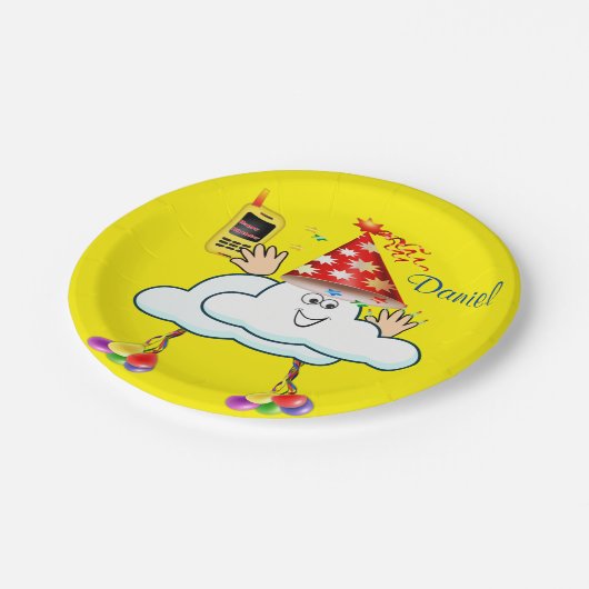 Assiettes En Carton Nuages IPhone Texte Heureux Plaques papier d'anniv (Angle)