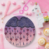 Assiettes En Carton Nuages mignons, coeurs et gouttes de pluie (Fête)