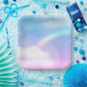 Assiettes En Carton Nuages pastel magiques et arc-en-ciel (Fête)