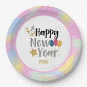 Assiettes En Carton Nuages rose, bleu Jaune Nouvel An Fournitures de f (Devant)