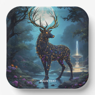 Assiettes En Carton Nuit de cerf de lune fantaisiste mignonne