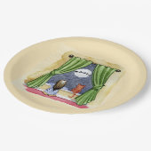 Assiettes En Carton Nuit de Noël Aquarelle mignonne Enfant & Kitty Cha (Angle)