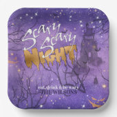 Assiettes En Carton Nuit effrayante Halloween violet ID946 (Recto)
