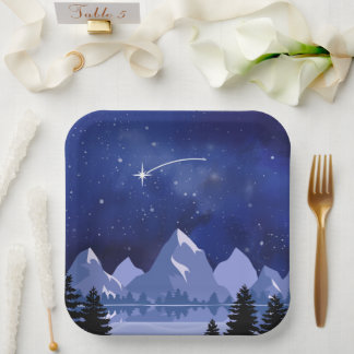 Assiettes En Carton Nuit étoilée de l'étoile filante