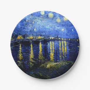 Assiettes En Carton Nuit étoilée sur le Rhône, art de Van Gogh