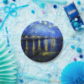 Assiettes En Carton Nuit étoilée sur le Rhône, art Van Gogh (Fête)