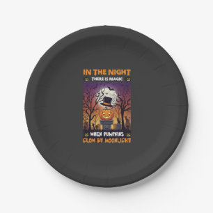 Assiettes En Carton Nuit Halloween Citrouille Haut de Forme Lune Cimet