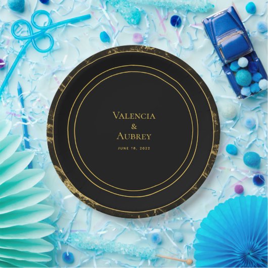 Assiettes En Carton Nuits En Granit & Or Mariage 9 Pouces Dîner (Fête)