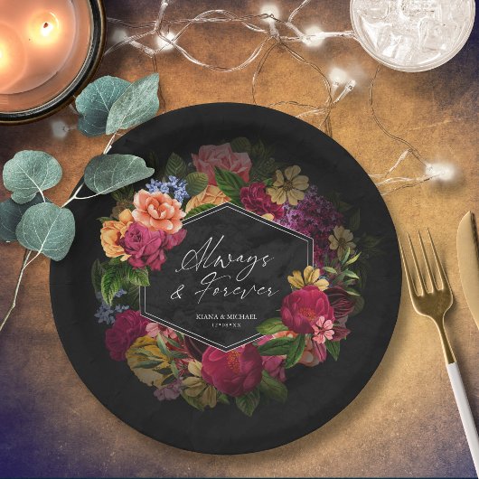 Assiettes En Carton Nuits Sultry Floral Mariage Always Forever ID829