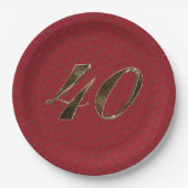 Assiettes En Carton Numéro 40 40e anniversaire Ruby Typographie d'or (Devant)