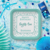 Assiettes En Carton Numéro aléatoire 85e Motif Turquoise/blanc (Fête)