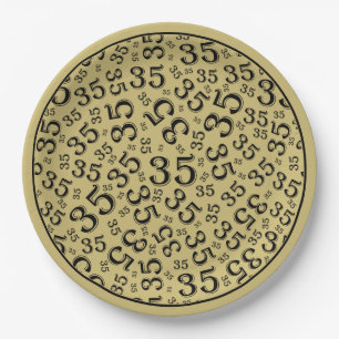 Assiettes En Carton Numéro aléatoire de 35 ans Motif Or/Noir