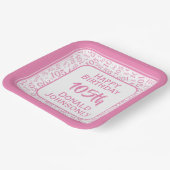 Assiettes En Carton Numéro aléatoire du 105e parti Motif rose/blanc (Angulaire)