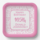 Assiettes En Carton Numéro aléatoire du 105e parti Motif rose/blanc (Recto)