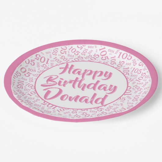 Assiettes En Carton Numéro aléatoire du 105e parti Motif rose/blanc (Angle)