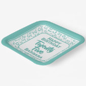 Assiettes En Carton Numéro aléatoire du 25e parti Motif Turquoise/blan (Angulaire)