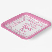 Assiettes En Carton Numéro aléatoire du 35e parti Motif rose/blanc (Angulaire)