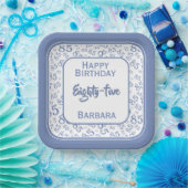 Assiettes En Carton Numéro aléatoire du 85e parti Motif bleu/blanc (Fête)