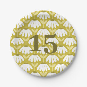 Assiettes En Carton Numéro Anniversaire/Fête des amoureux Olive Floral