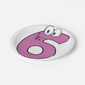 Assiettes En Carton Numéro de dessin 6 amusant violet souriant six (Angle)