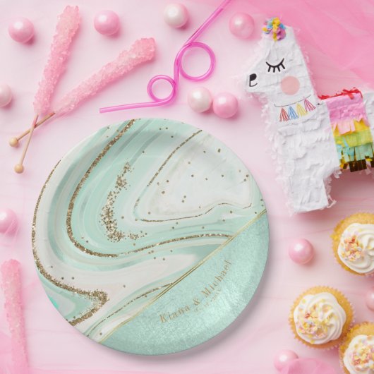 Assiettes En Carton Numéro de référence V2 du Mariage Agate Abstrait82 (Fête)
