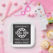 Assiettes En Carton Numéro d'urgence 999 Signal Police Ambulance (Fête)