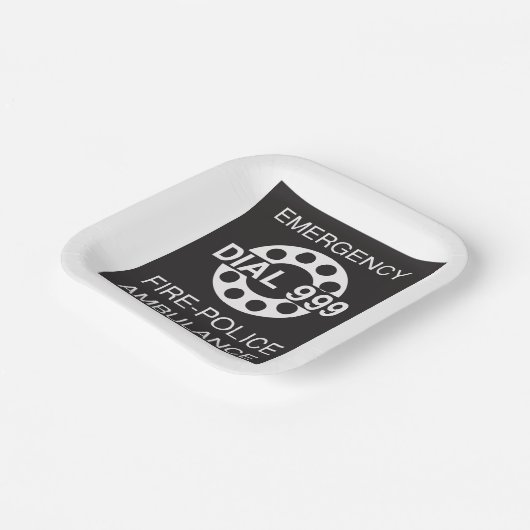 Assiettes En Carton Numéro d'urgence 999 Signal Police Ambulance (Angulaire)