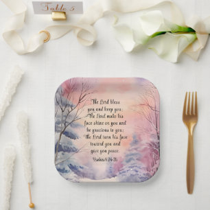 Assiettes En Carton Numéros 6 Seigneur Bénissez-vous Bible Verse Scène