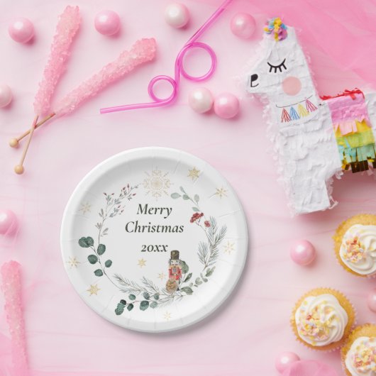 Assiettes En Carton Nutcracker aquarelle botanique joli Noël (Fête)