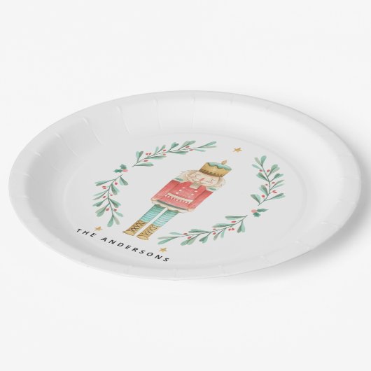 Assiettes En Carton Nutcracker aquarelle botanique mignon Pos de Noël (Angle)