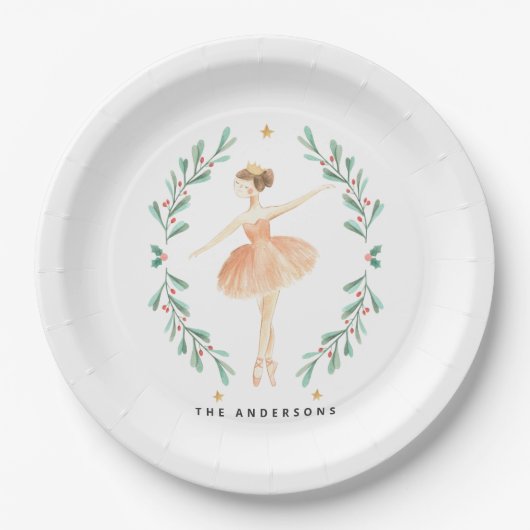 Assiettes En Carton Nutcracker aquarelle botanique mignon Pos de Noël (Devant)
