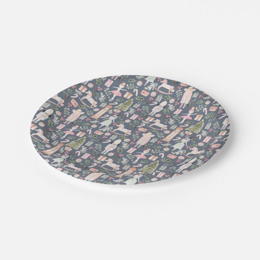 Assiettes En Carton Nutcracker aquarelle vacances (Angle)