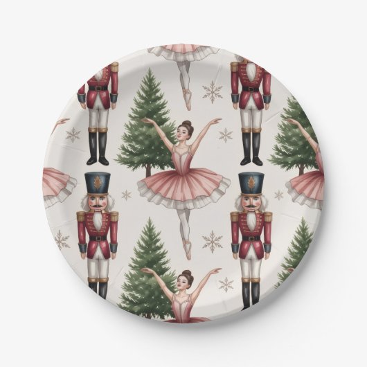 Assiettes En Carton Nutcracker Ballerina ballet dancer christmas tree (Devant)