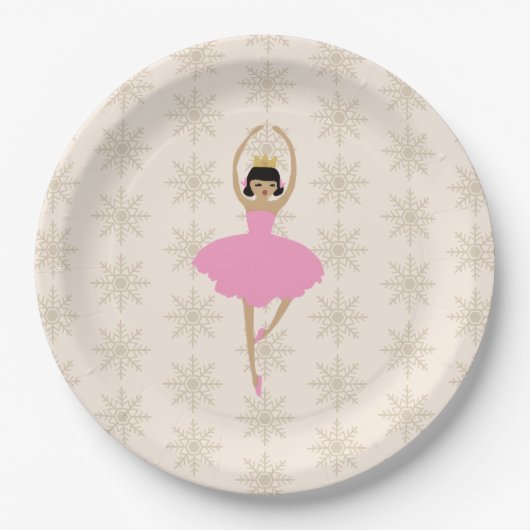 Assiettes En Carton Nutcracker Ballerina Snowflake Pattern (Devant)