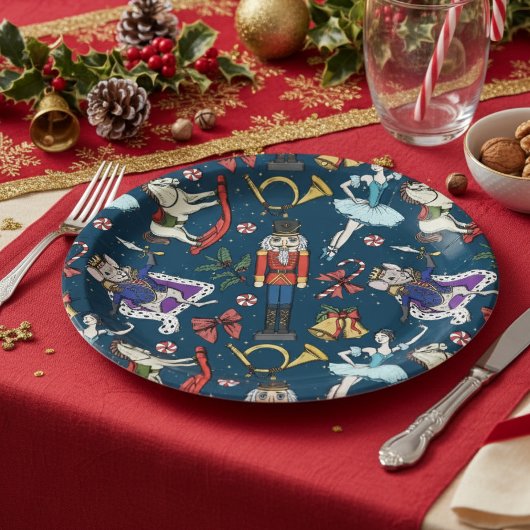 Assiettes En Carton Nutcracker Ballet Christmas Navy Xmas Party